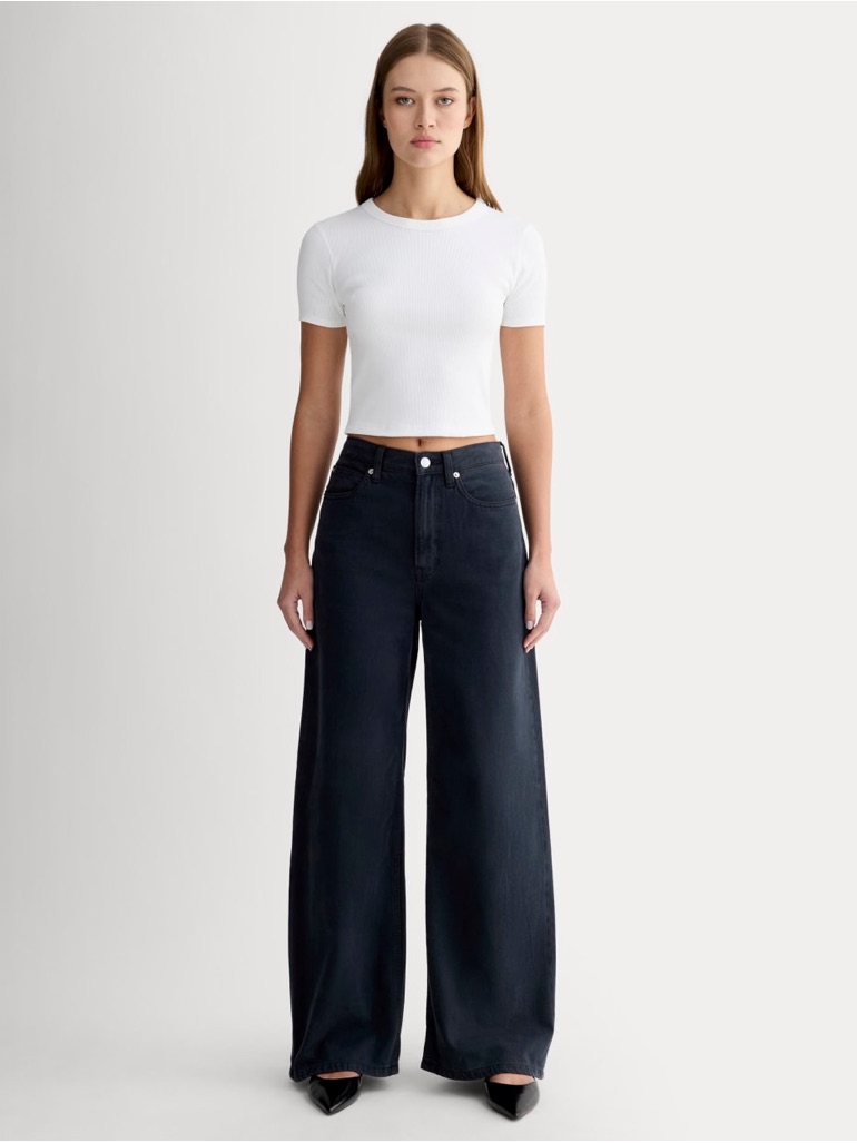 Everlane The Og Baggy Jean Ink Wash Black Wide-Leg High-Rise Jeans Size:33 Nwt